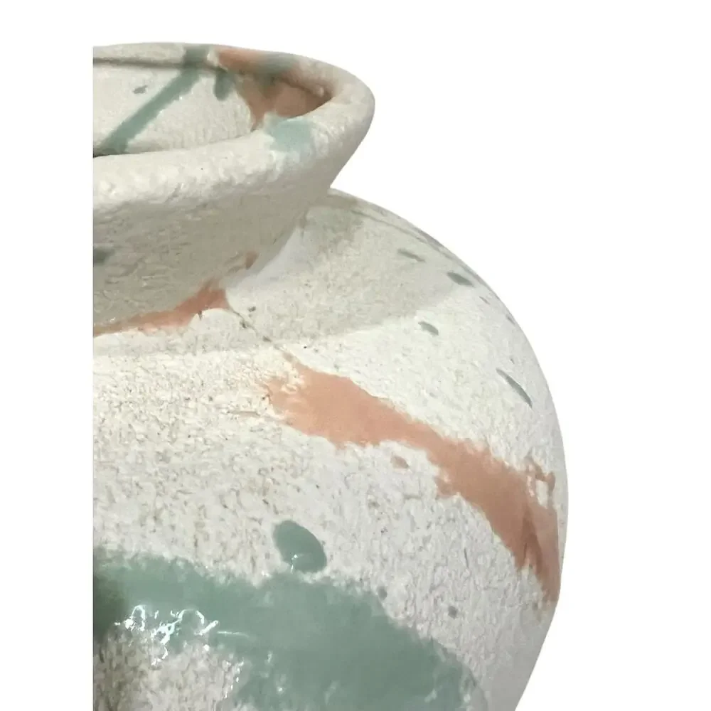 Harris Potteries Vintage 80s Ceramic Vase Post Modern Splatter Textured Pottery